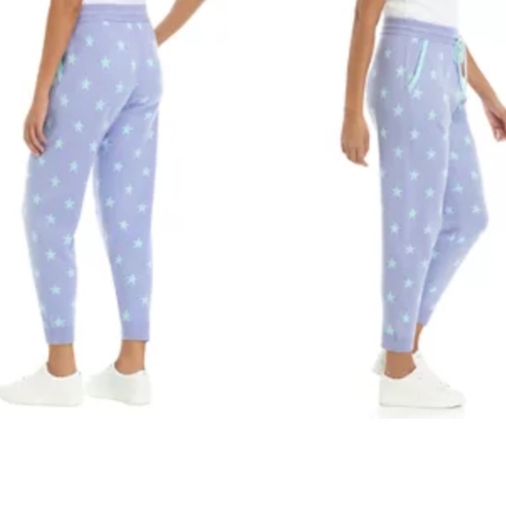 Cabana by Crown & Ivy Printed Sweater Jogger Pants Peri Star Size XS NWTS